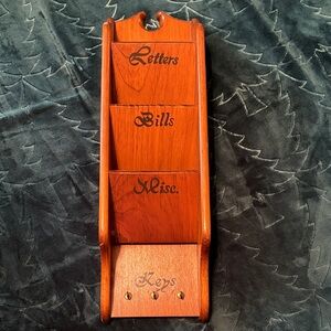 Wooden Wall Organizer with Key Hooks